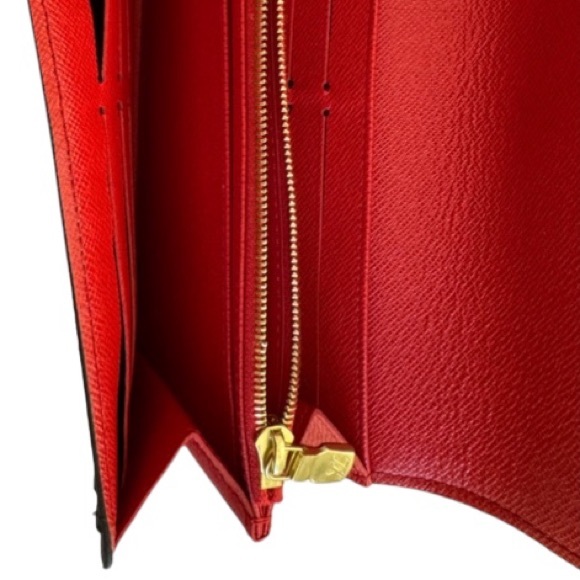 Authentic LOUIS VUITTON Monogram Sarah Jeanne Wallet in Poppy Red M62236 - Picture 10 of 14